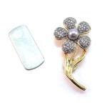 Magnetic Flower Brooch with Crystals & Grey Faux Pearl Magnetic Flower Brooch with Crystals & Grey Faux Pearl